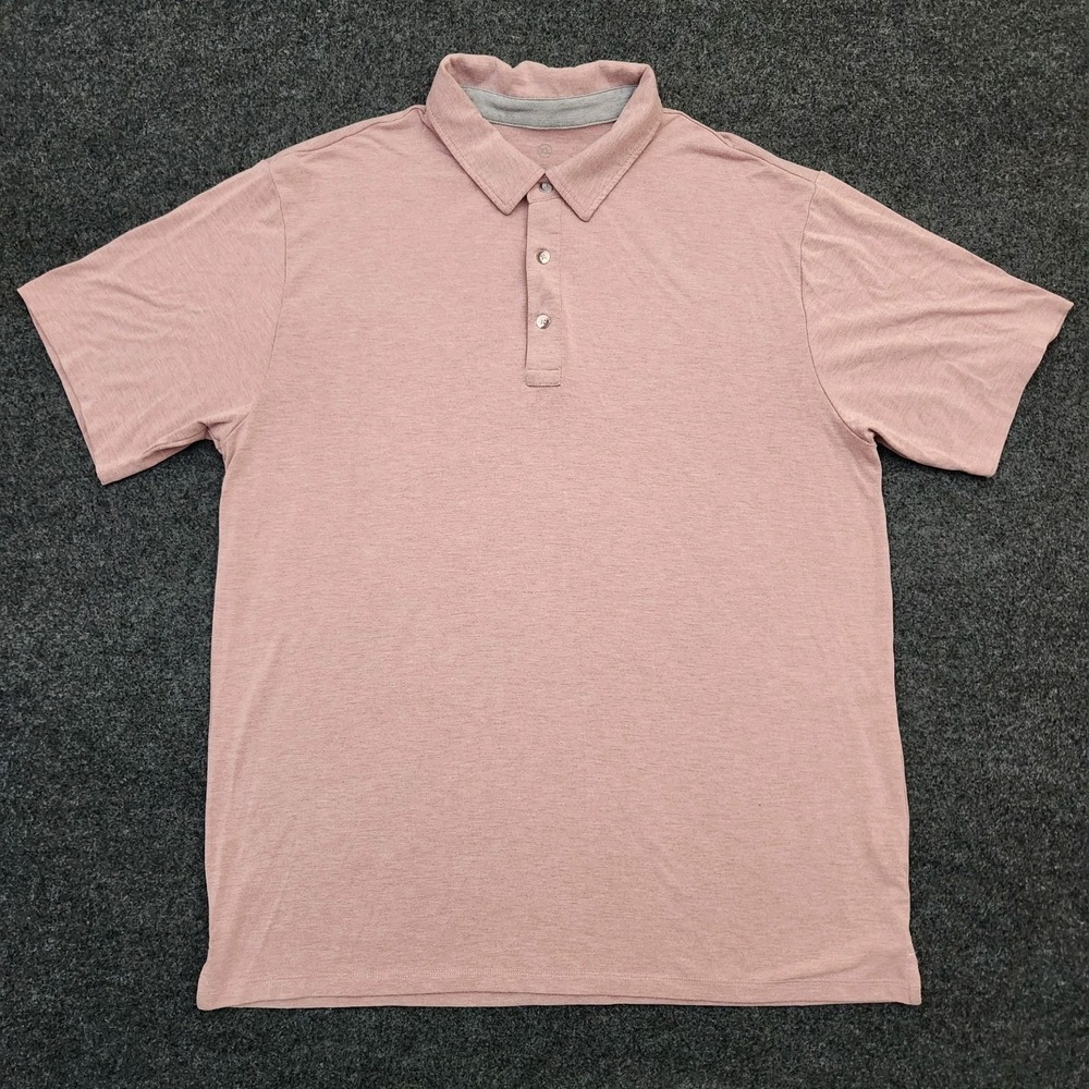 Free Fly Mens XL Heathered Pink Short Sleeve Performance Bamboo Polo Shirt Golf